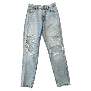 Zara Faded Blue Ripped Denim